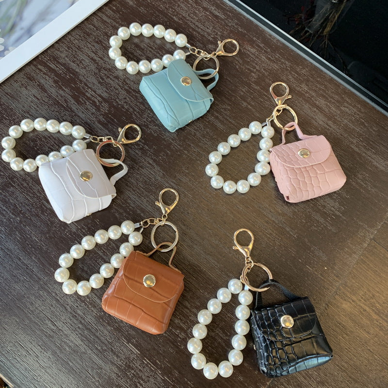 Wholesale Pearl Car Handmade Mini PU Leather Keychain