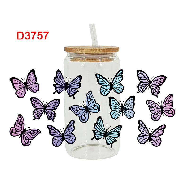 Wholesale Butterfly Flower Bee Cartoon 16oz Cup UV DTF Wraps