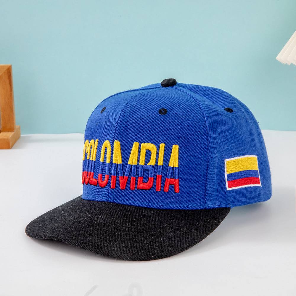 Wholesale Multi country flag hat color blocked flat brimmed baseball cap