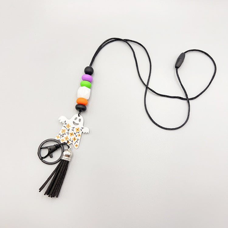 Wholesale Halloween Silicone Beads Easy Pull Lanyard Keychain