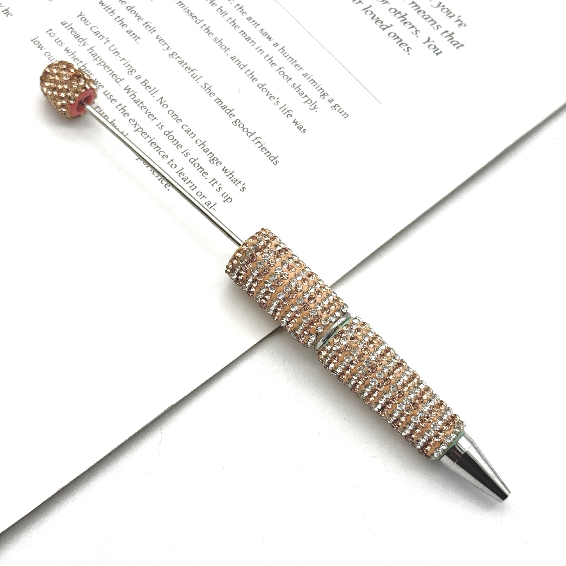 Wholesale Circular Textured Spiral Adorned Full Diamond-like Fancy Beadable Pens