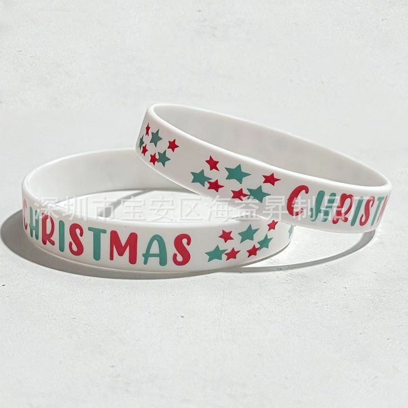 Wholesale  20pcs/pack Cartoon pattern Christmas rubber silicone bracelet