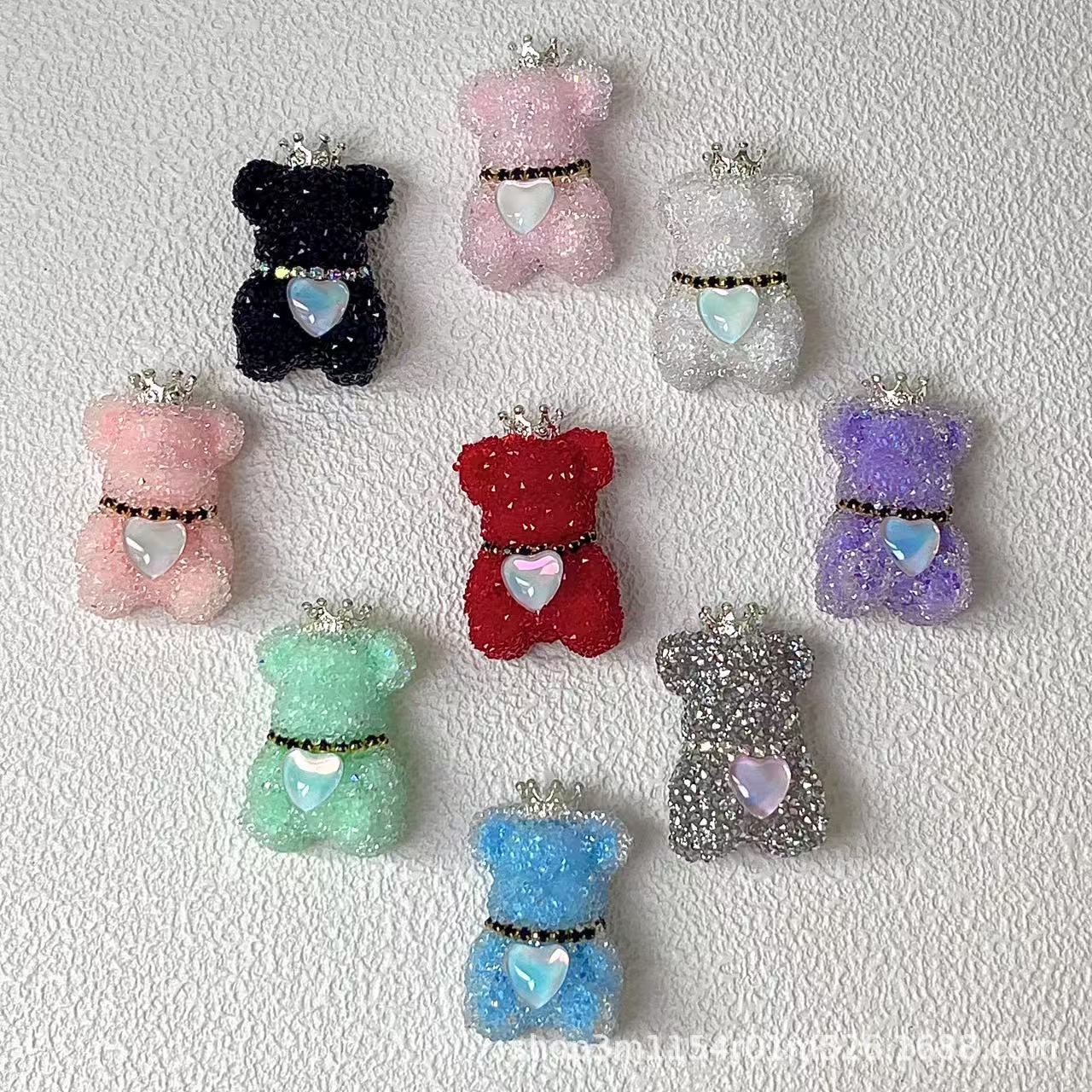 Wholesale Double-sided 3D Sugar Heart Crown Little Bear DIY Handmade Beads