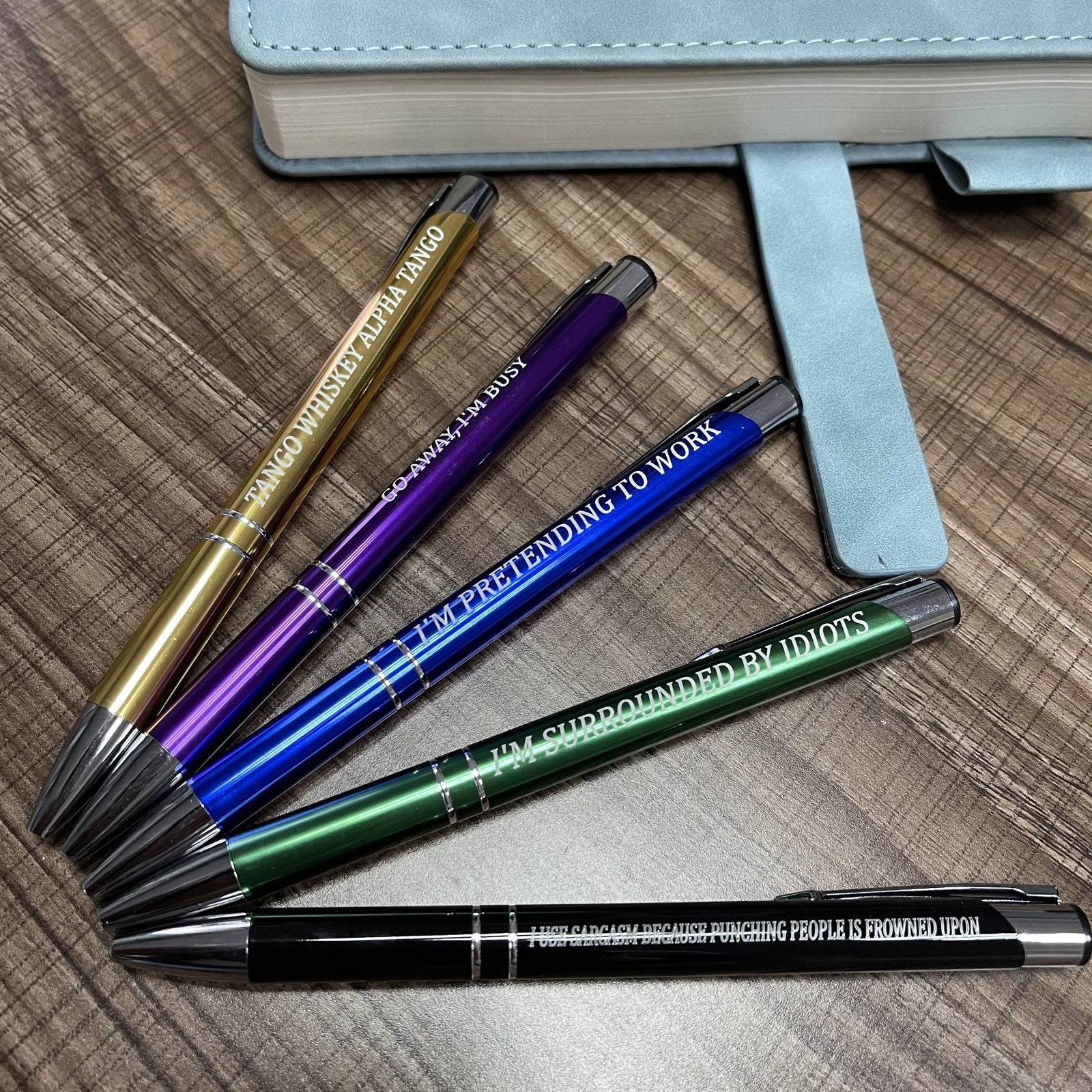 Wholesale 5pcs/set Office Fun Copywriting Metal Ballpoint Pens