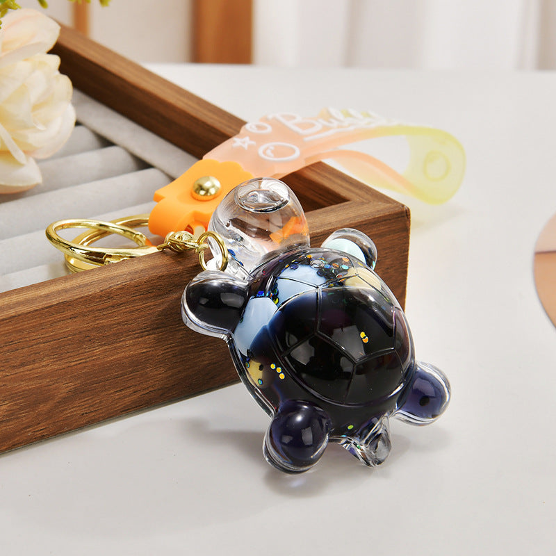 Wholesale Acrylic flowing sand turtle keychain