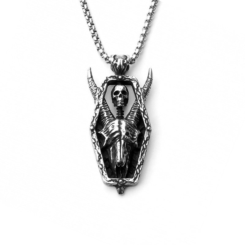 Wholesale Gothic Stainless Steel Sheep Head Skull Titanium Steel Necklace