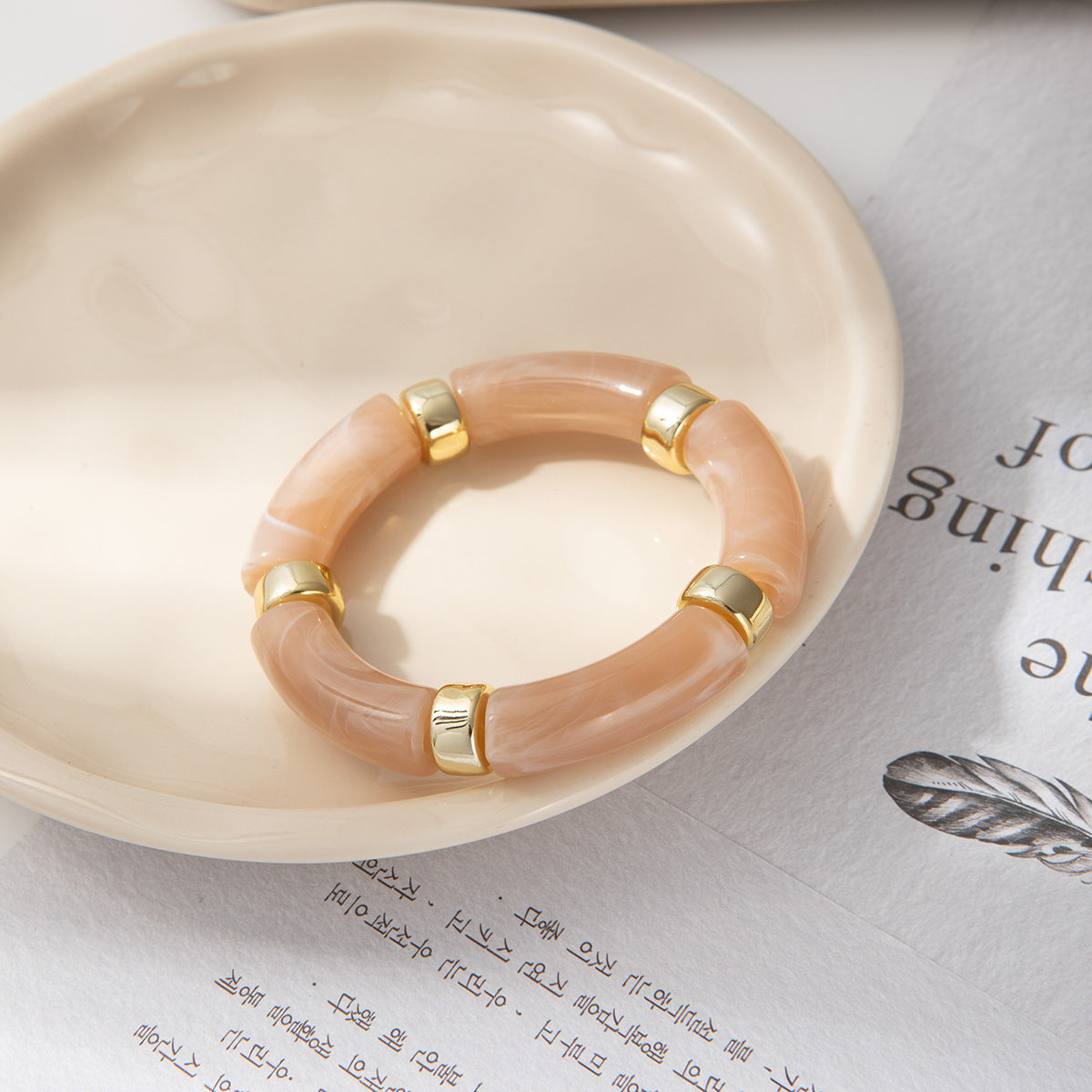 Wholesale Acrylic Elbow Bracelet Curved Bamboo Tube Multi-Color