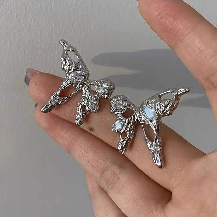 Pendientes de aleación de circón de mariposa de metal al por mayor