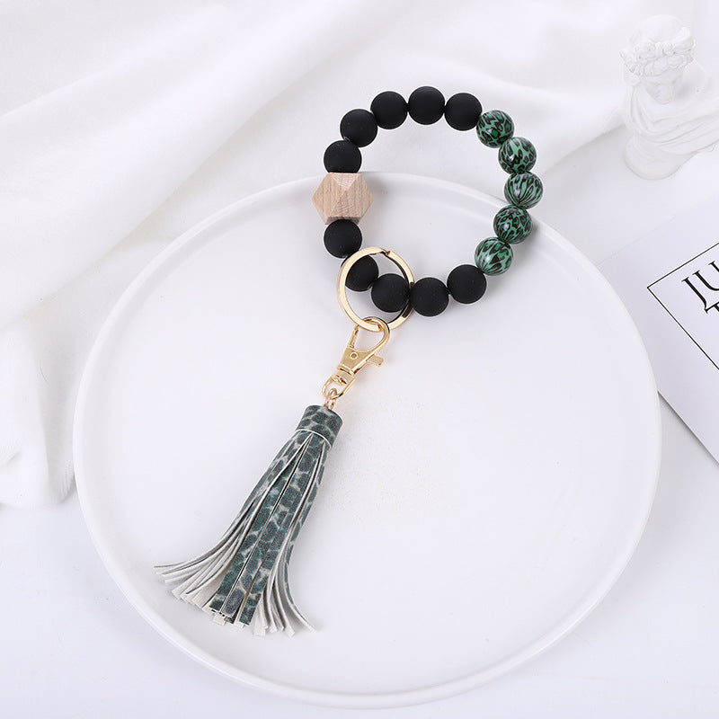 Wholesale Acrylic Beads Wooden Beads PU Tassel Bracelet Keychain