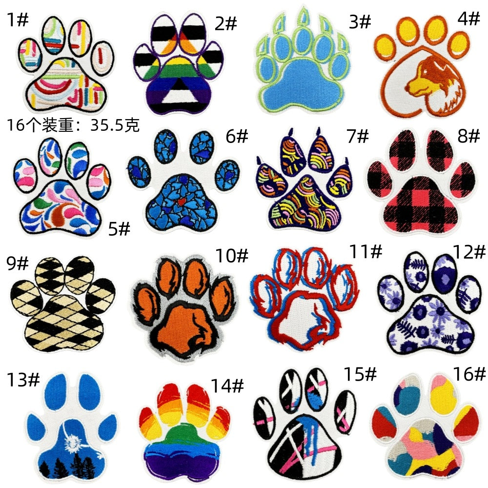 Wholesale Cute colorful bear paw fabric patch embroidery