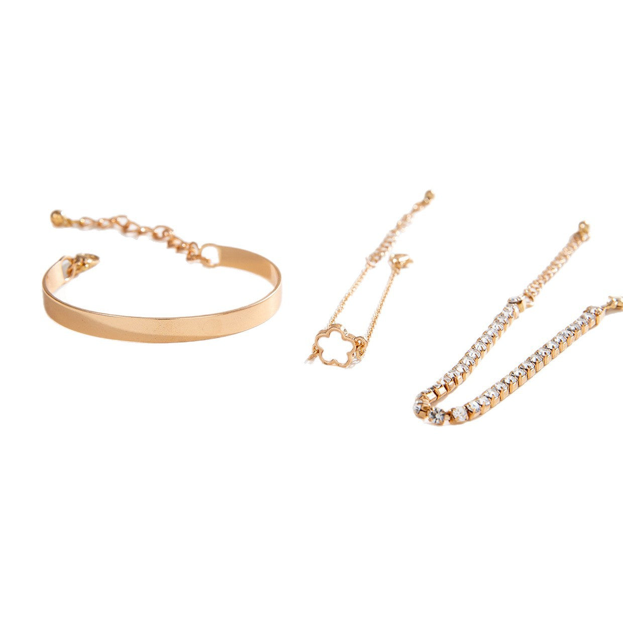 Wholesale 5pcs/pack Fashion Alloy Clover Bracelet Jewelry Three-Piece Set