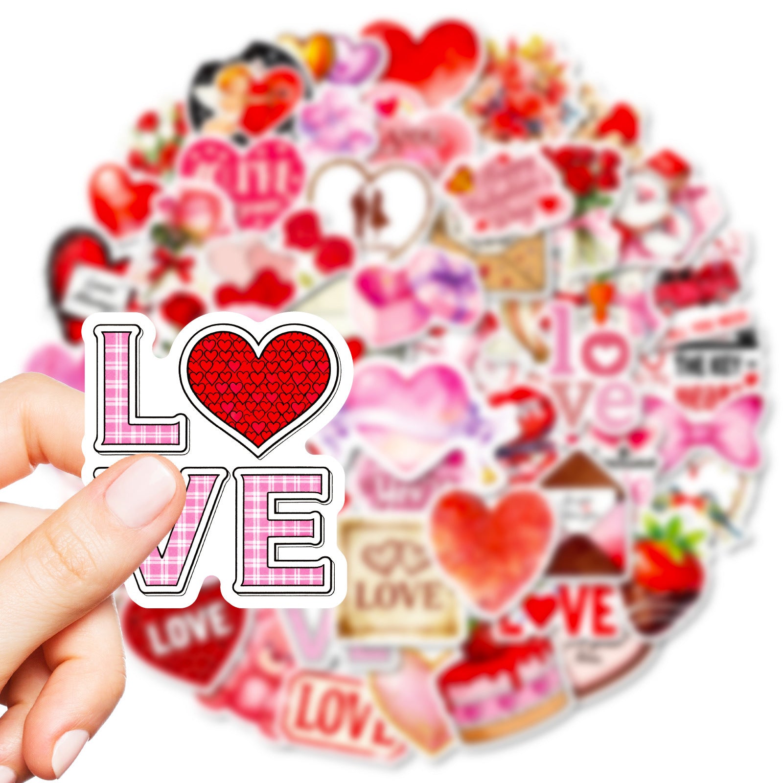 Wholesale 56pcs Pink Valentine' s Day themed stickers