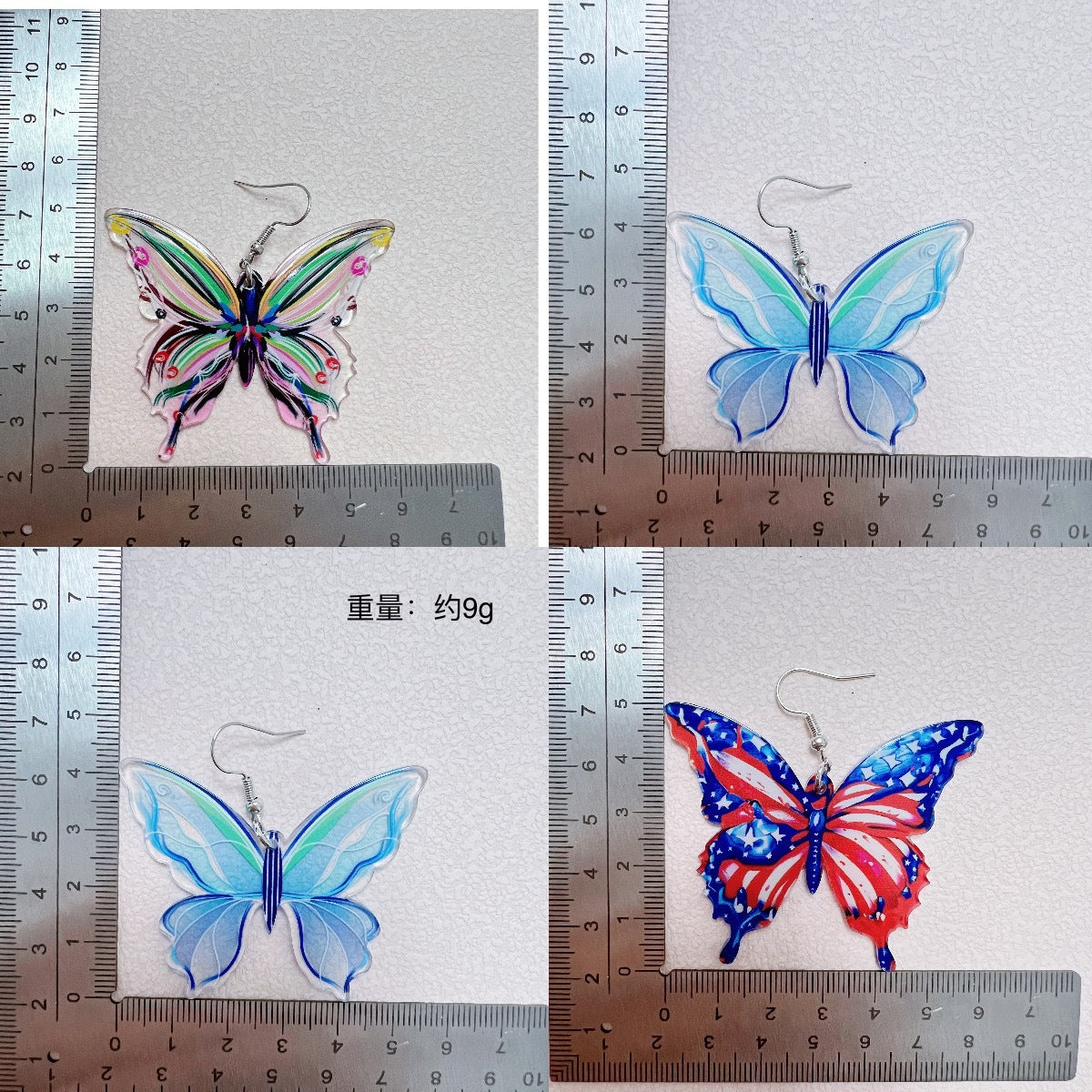 Wholesale Independence Day Butterfly Double sided Printed Acrylic Earrings