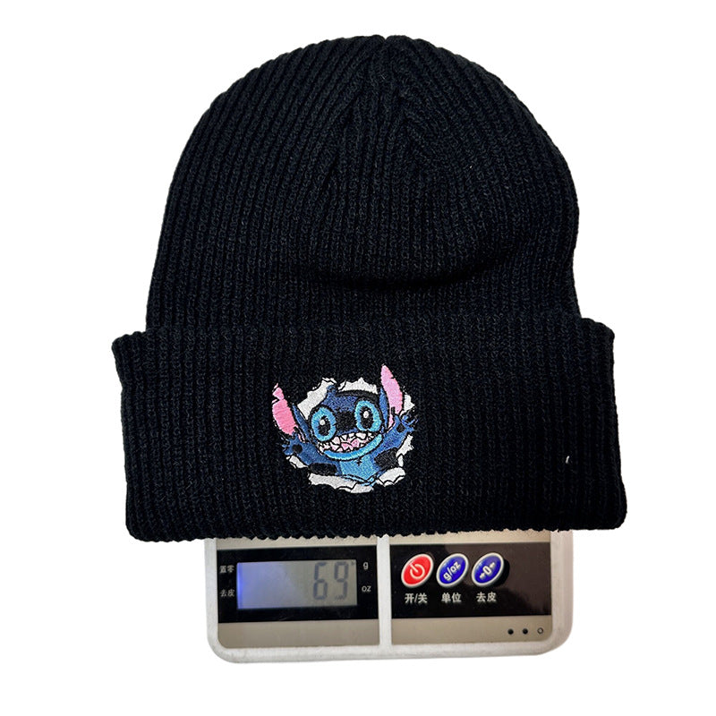 Wholesale Embroidered Knitted Outdoor Warm Cartoon Knitted Hat