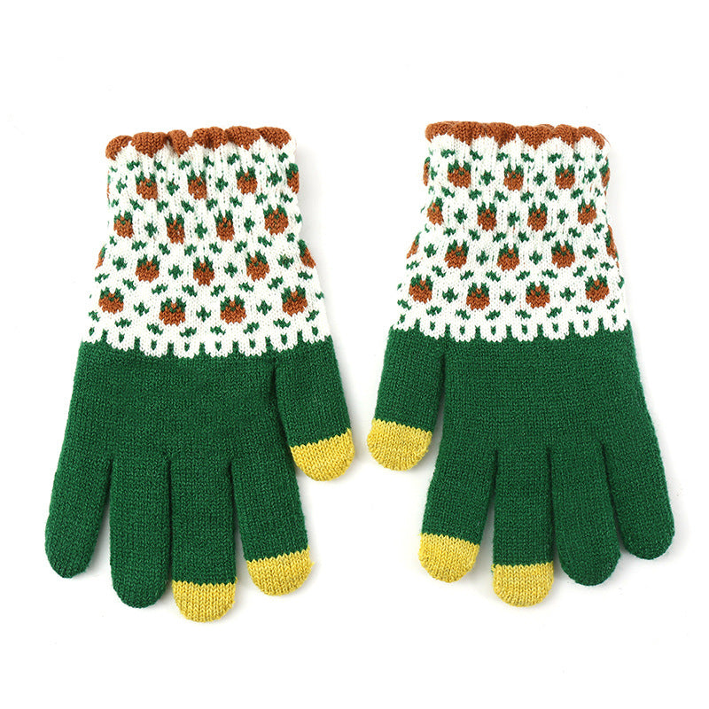 Wholesale Warm and Cute Winter Knitted Plus Fleece Cycling Windproof Knitted Touch Screen Gloves