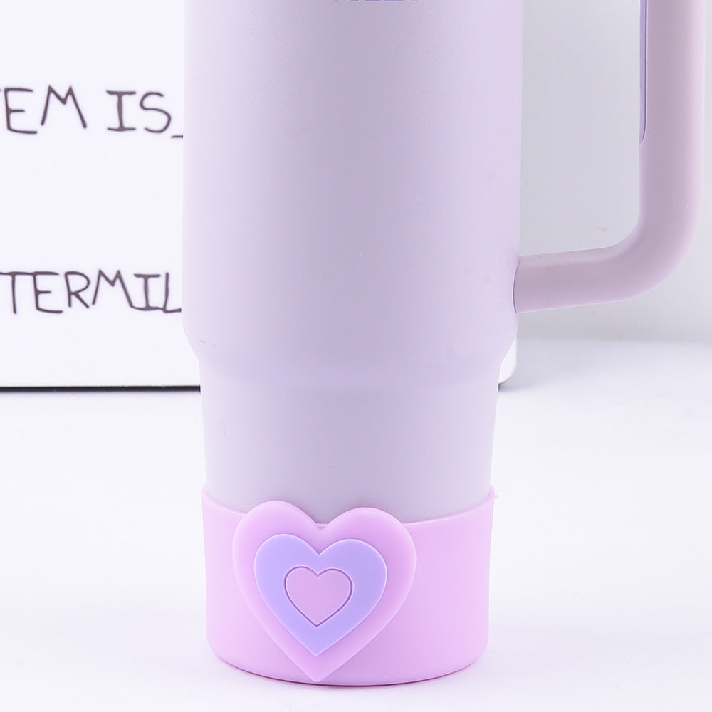 Wholesale  New Creative 10mm Colorful Heart Straw Cap Dustproof 7.5cm Silicone Protective Cup Cover Anti-Fall Accessories