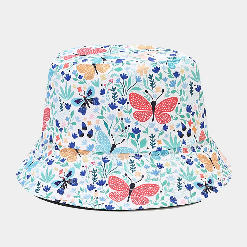 Sombrero de cubo de patrón de flores de poliéster al por mayor