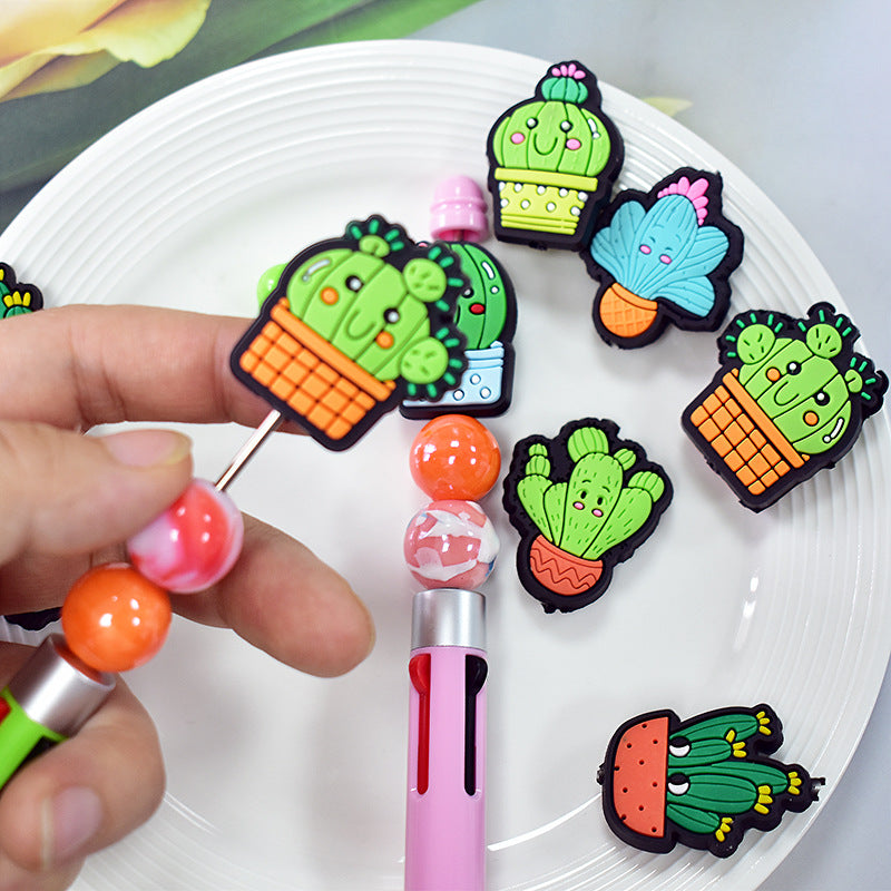 Wholesale 100pcs Diy Cactus Green Plant PVC Soft Beads