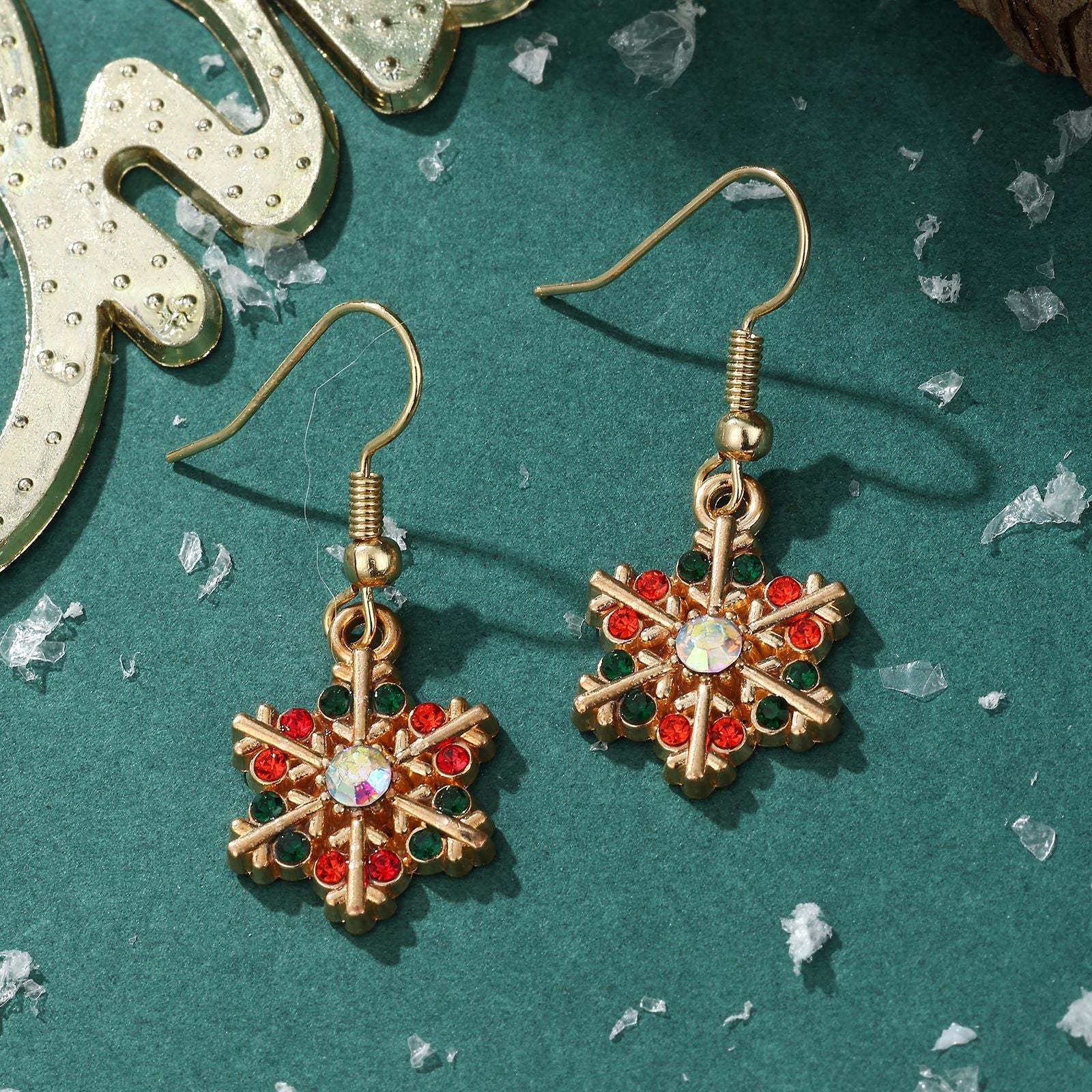 Wholesale Chic Christmas Snowflake Earrings For Women Zinc Alloy Rhinestone Fashion Jewelry Party Gift
