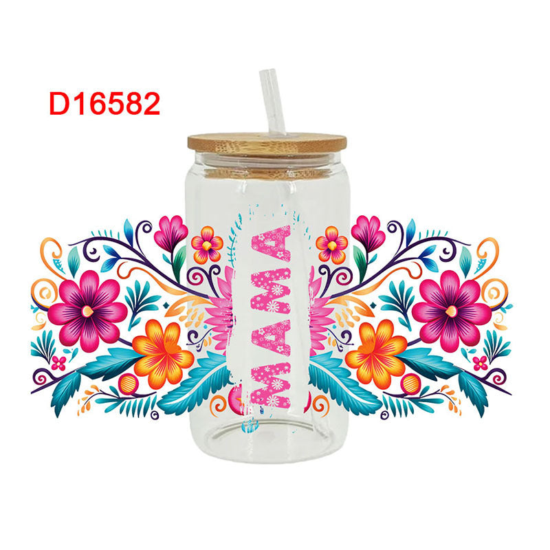Wholesale Cartoon Cute Mother' s Day Theme 16oz Cup UV DTF Wraps