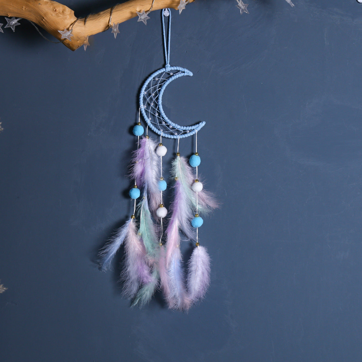 Wholesale Girly Handmade Dream Catcher Pendant Feather Woven Pendant Cute Dream Catcher