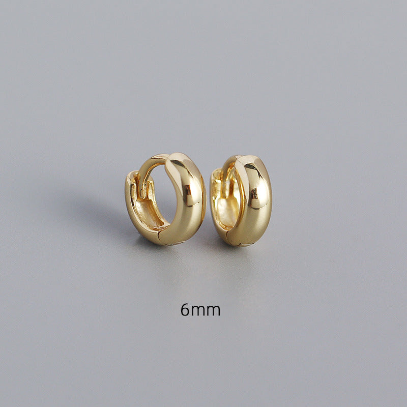 Wholesale Smooth Round Simple Stacking Temperament Versatile S925 Sterling Silver Earrings