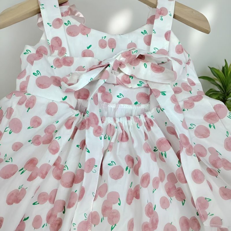 Wholesale Cotton Printed Halter Dress For Baby Girls Backless Tie Sweet Casual Summer Toddler Dress Resale