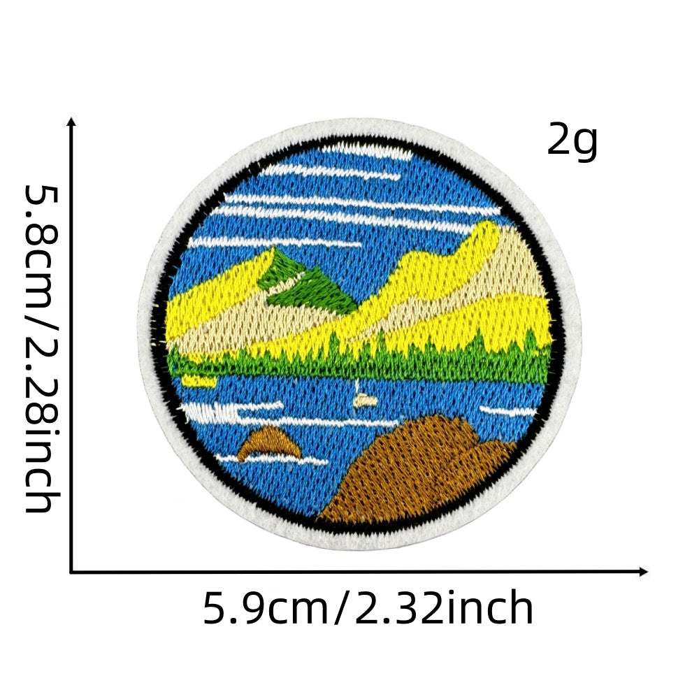 Wholesale Embroidered Patch With Landscape Adventure Design For Outdoor Travel Camping Clothing Decorative Accent
