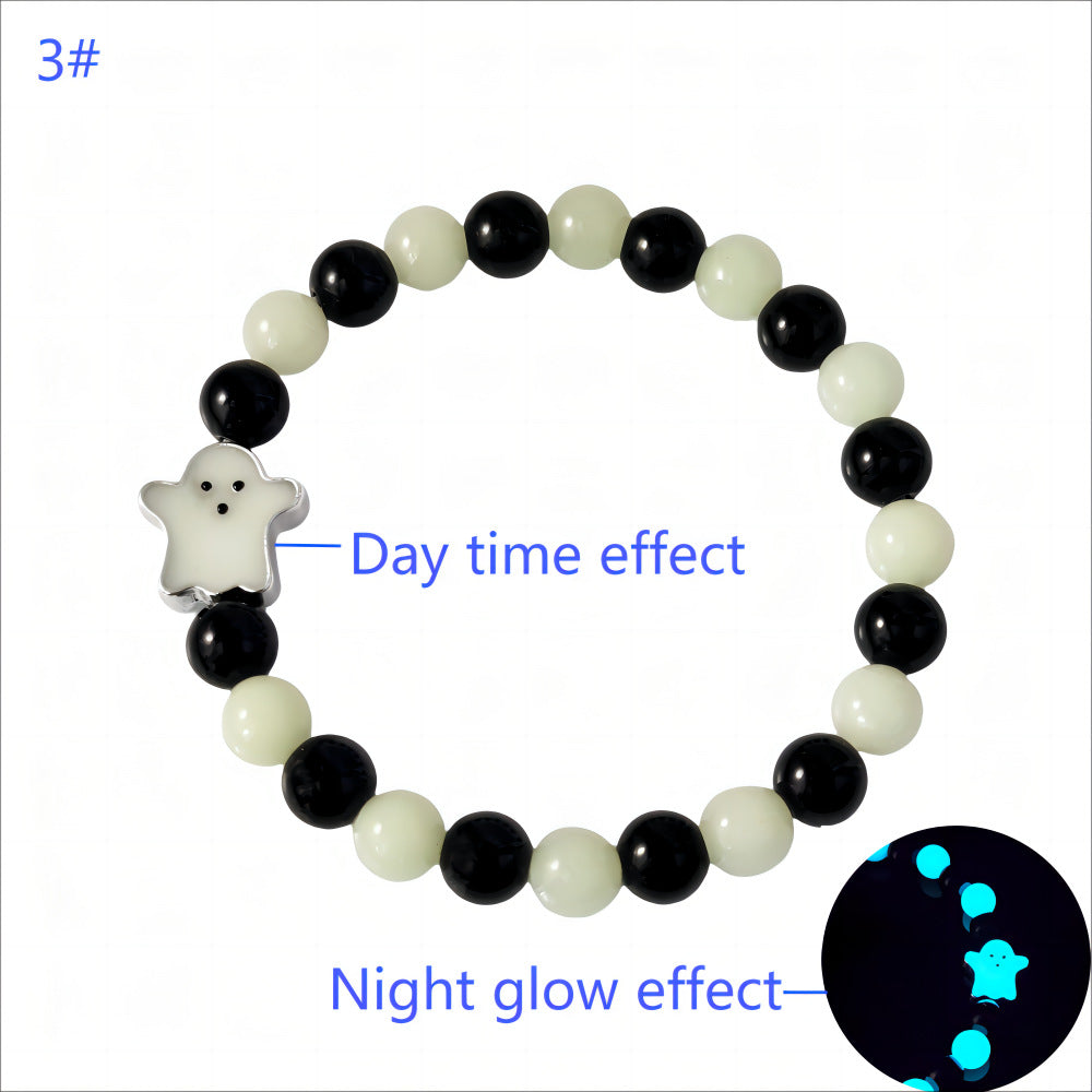Wholesale Halloween luminous glass bead ghost luminous bracelet