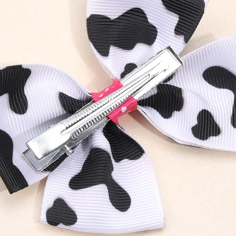 Wholesale  20pcs/pack European and American Cow Pattern Bow Hairpins Popular Kidsren' s Bow Hair