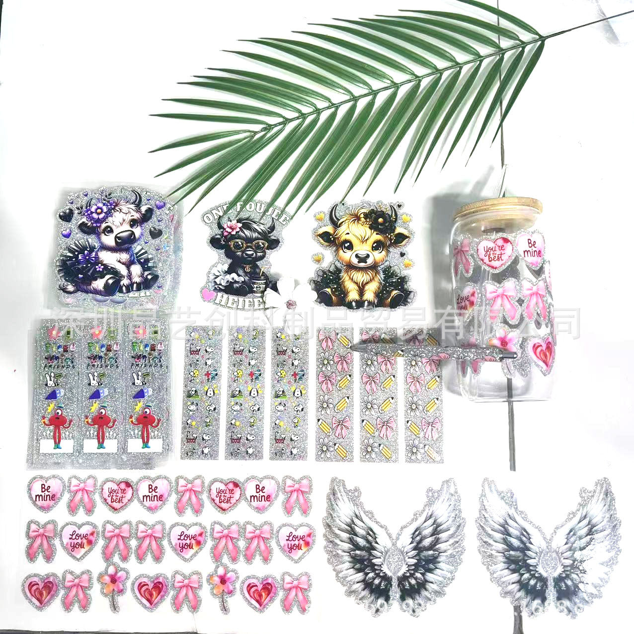Wholesale Colored Flashing Crystal Stickers 16oz Cup UV DTF Wraps