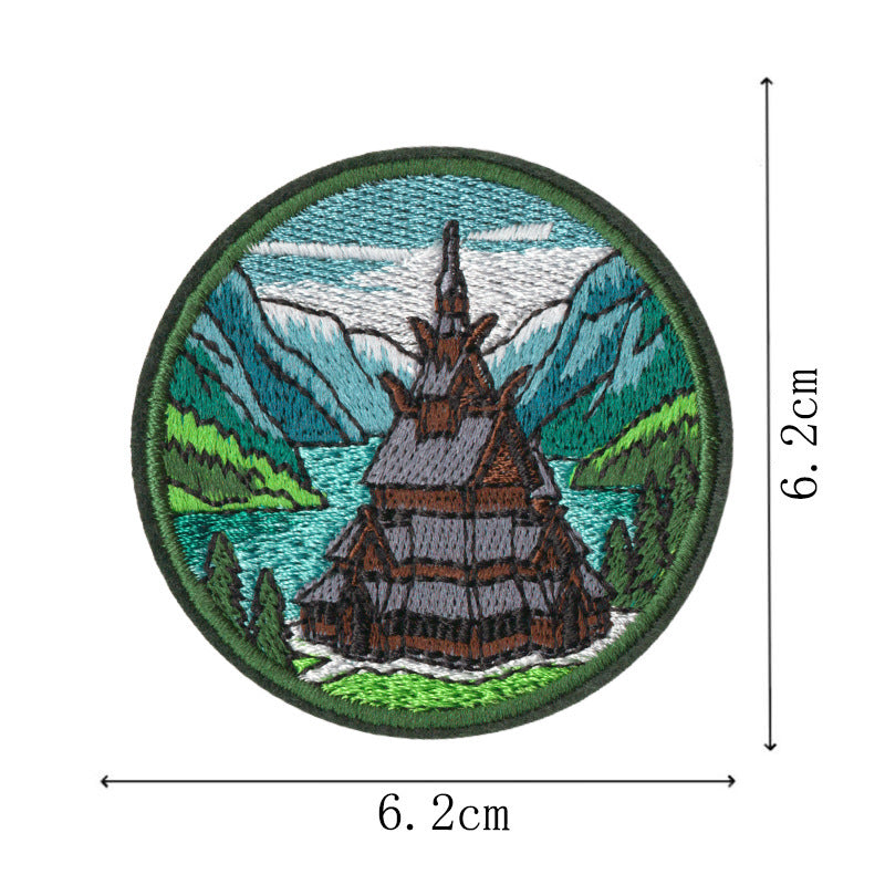 Wholesale Embroidered World Scenery Iron On No Sew Patches Set Of 9 Travel Windmill Badge Chic DIY Clothing Backpack Fashion Accessory Boutique Resale Gift