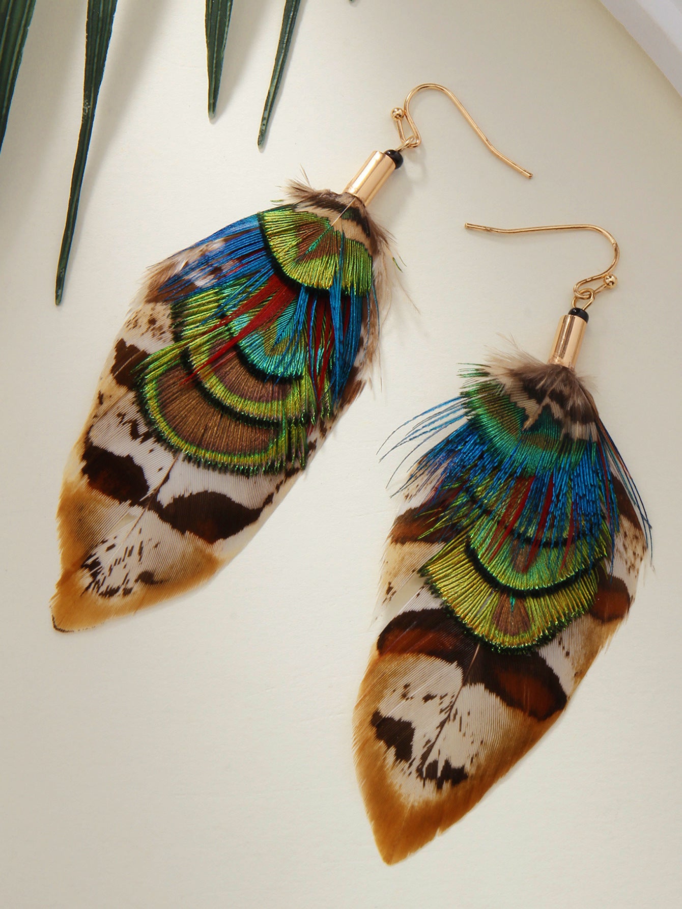 Wholesale Peacock Feather Bohemian Antique Tassel Earrings