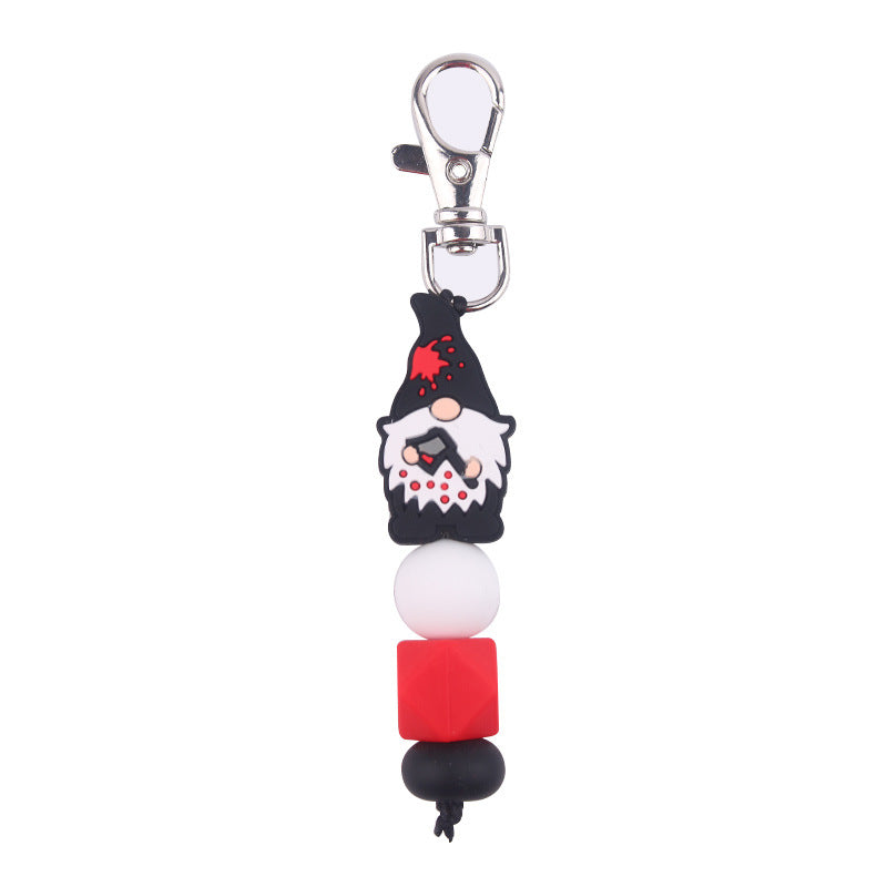 Wholesale Cartoon Santa Claus Silicone Beaded Keychain
