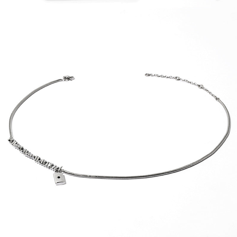 Wholesale Black Zircon Titanium Steel Necklace