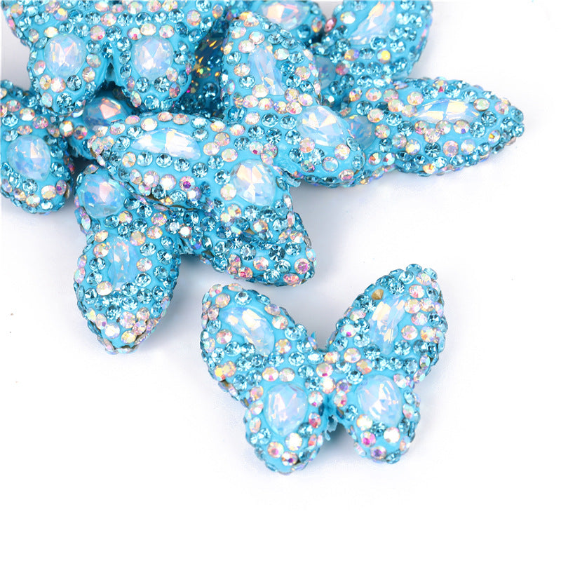 Wholesale diy rhinestone zircon clay butterfly vertical beads