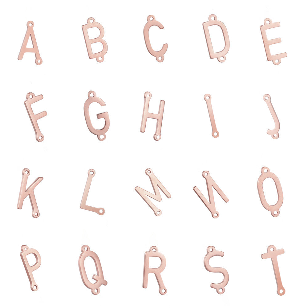 Wholesale 26 Alphabet Gold Up and Down Hole Stainless Steel Necklace