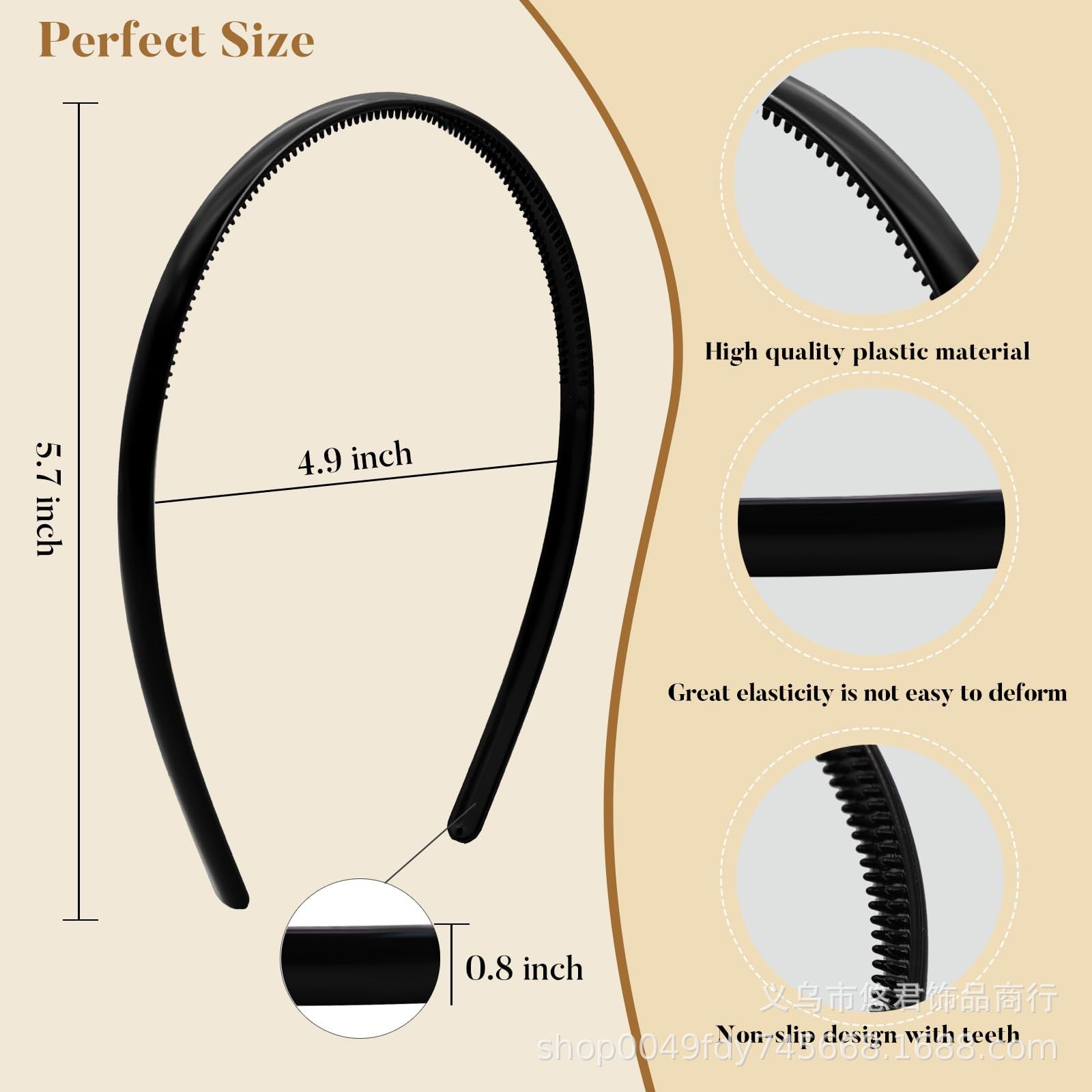 Wholesale 0.8CM plastic narrow edge wavy hair bundle face wash hair pressing headband hair accessories headdress