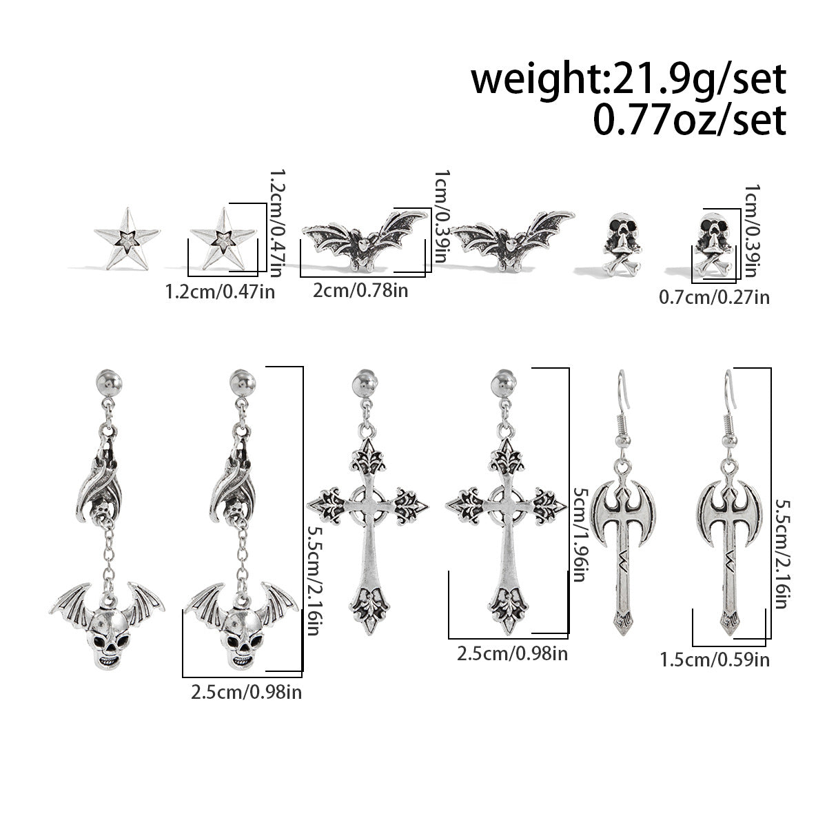 Wholesale Rose  Bloody Cross Earring Set