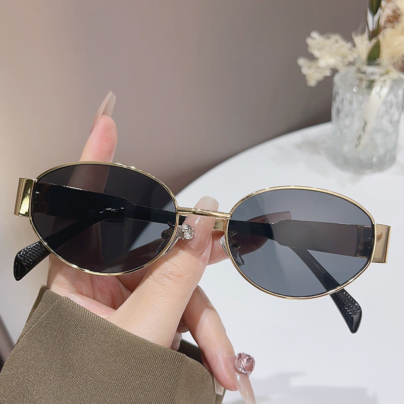 Wholesale Oval Metal Large Frame Sunglasses