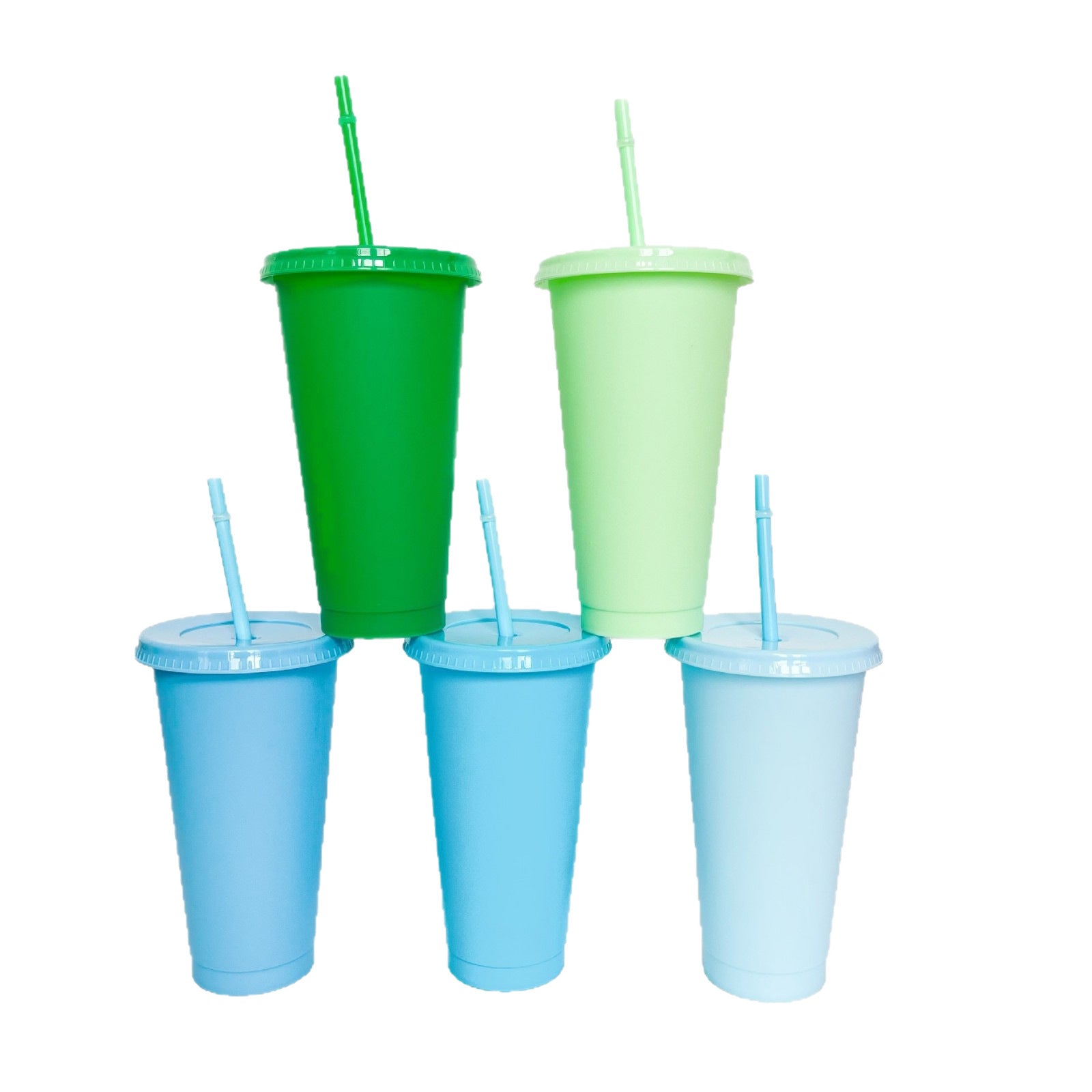 Wholesale 5pcs 24OZ solid color PP plastic large capacity 710ml straw cup