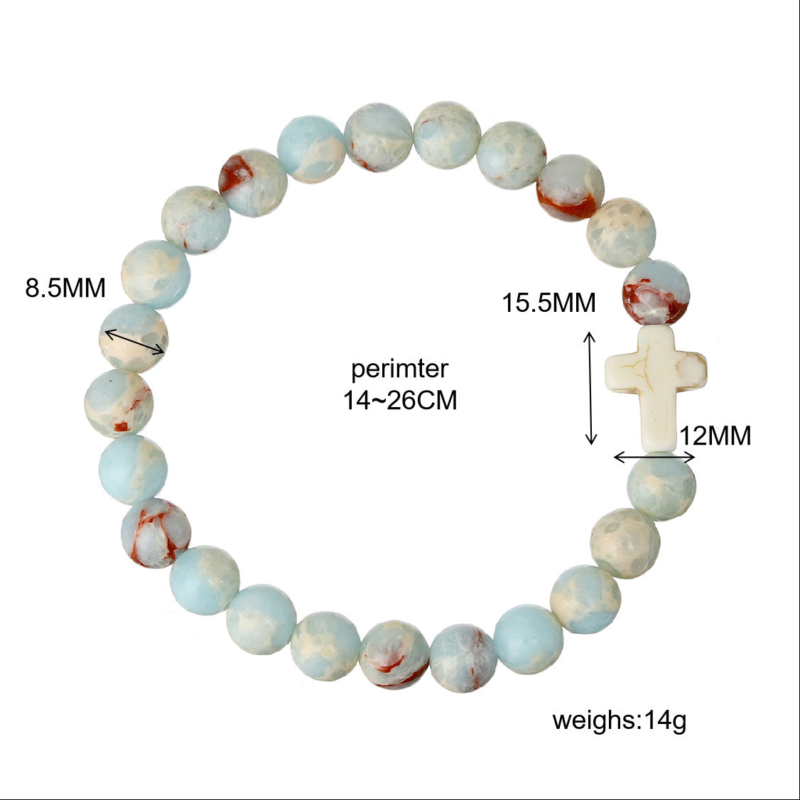 Wholesale Imperial Stone Mixed Color Cross Bead Bracelet