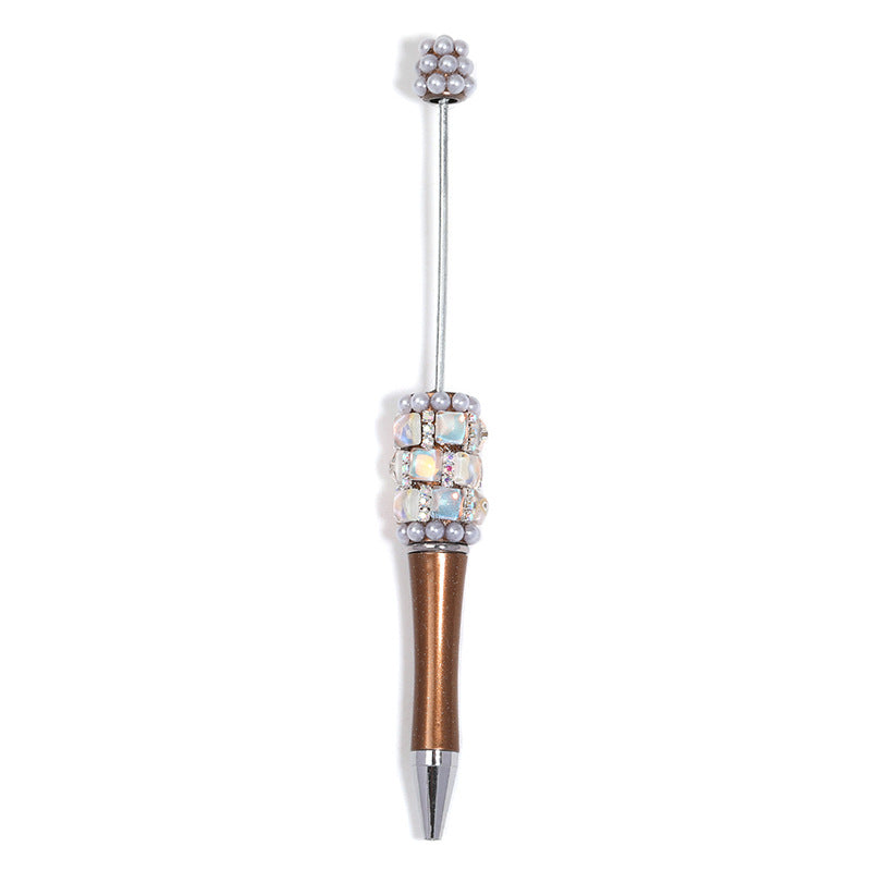 Wholesale  5pcs/pack Square diamond pearl bead pen,  multi-color plastic rotating ballpoint pen