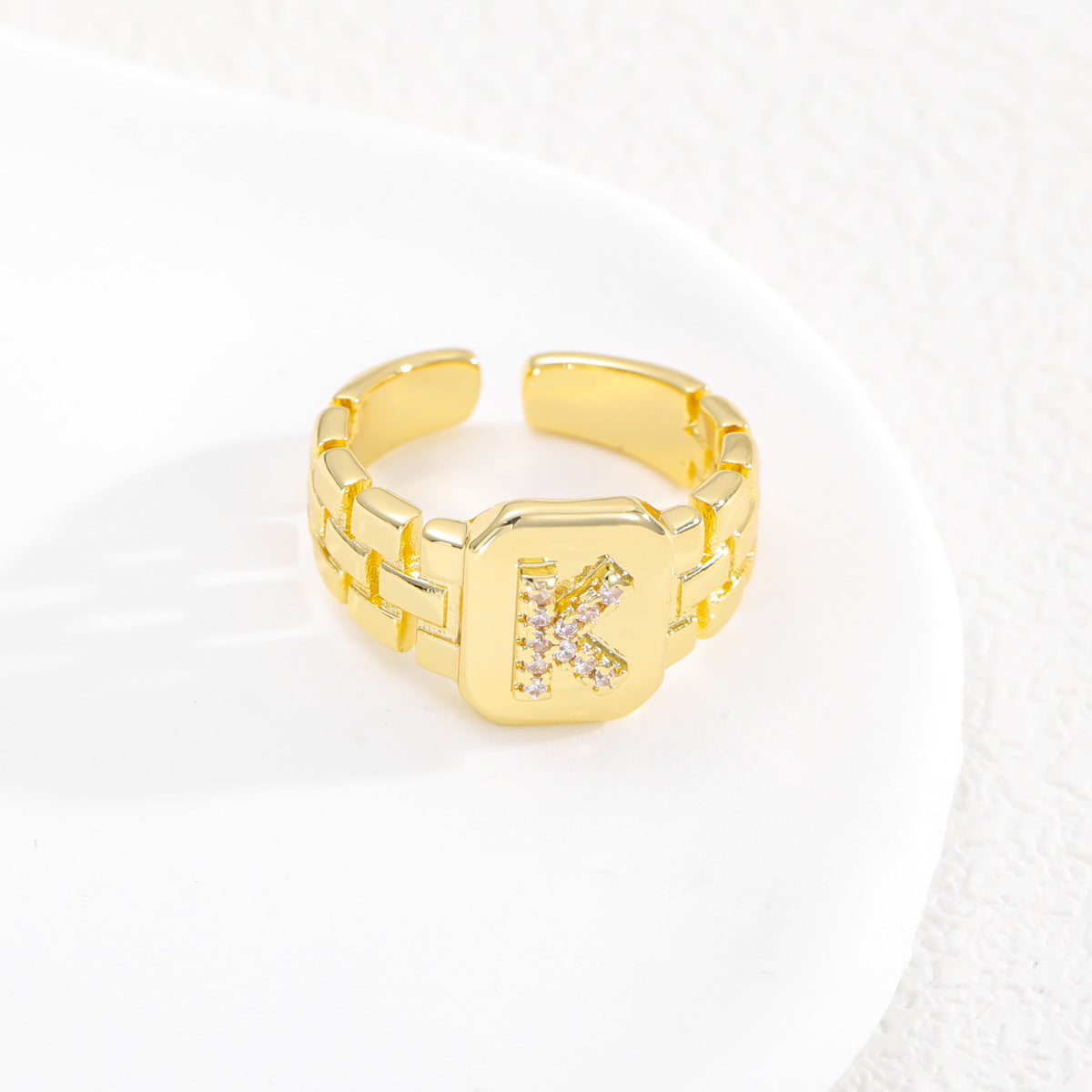 Wholesale Gold plated letter series open ring