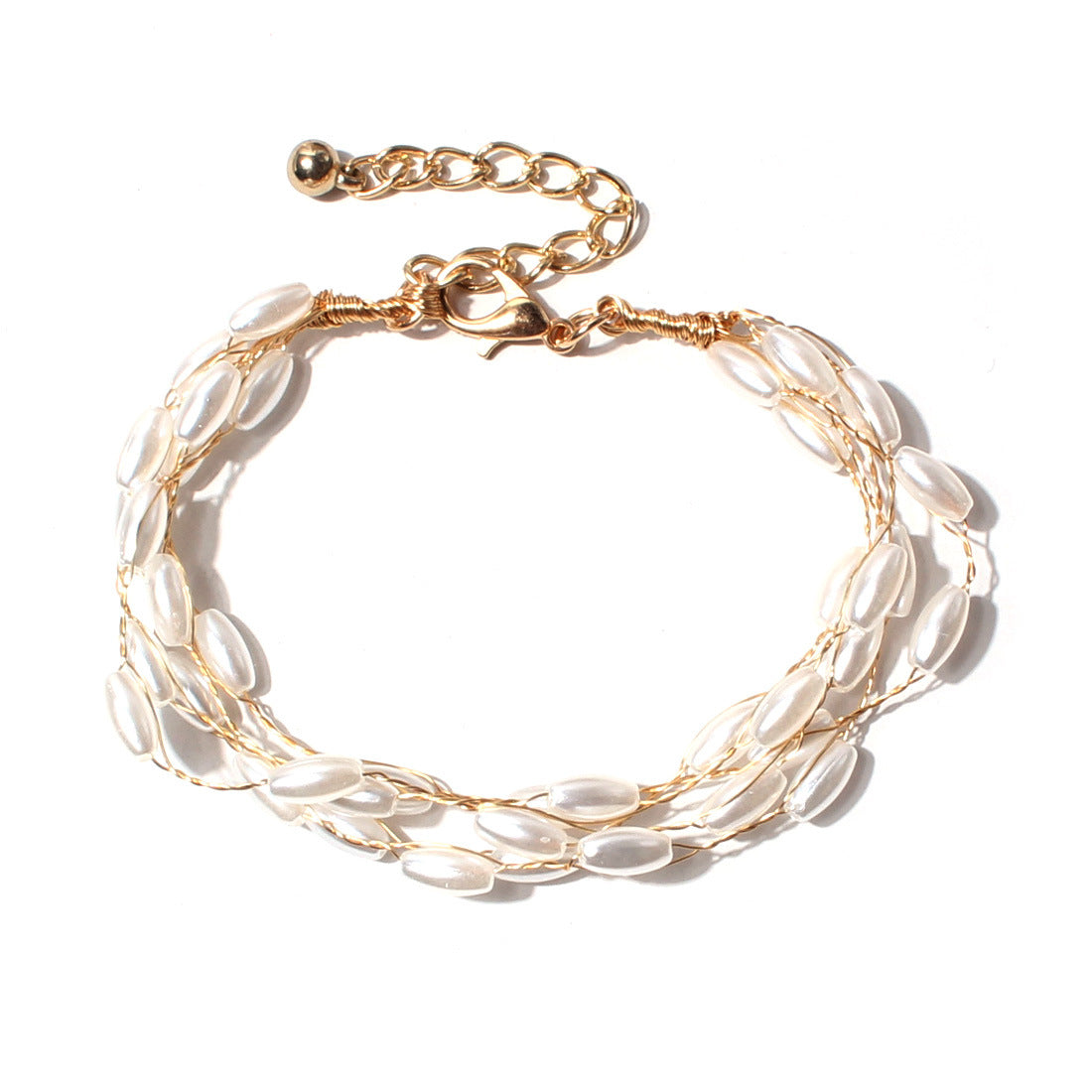 Wholesale simple retro pearl multi-layer temperament sweet wind gold bracelet
