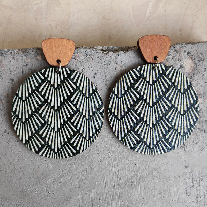 Wholesale Vintage Floral Wood Earrings Bohemian Earrings