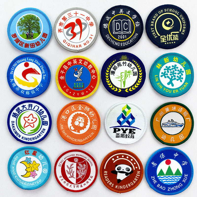 Wholesale Polyester Embroidered Custom Logo Patch For Kindergarten School Uniforms DIY Sewing Craft Supply