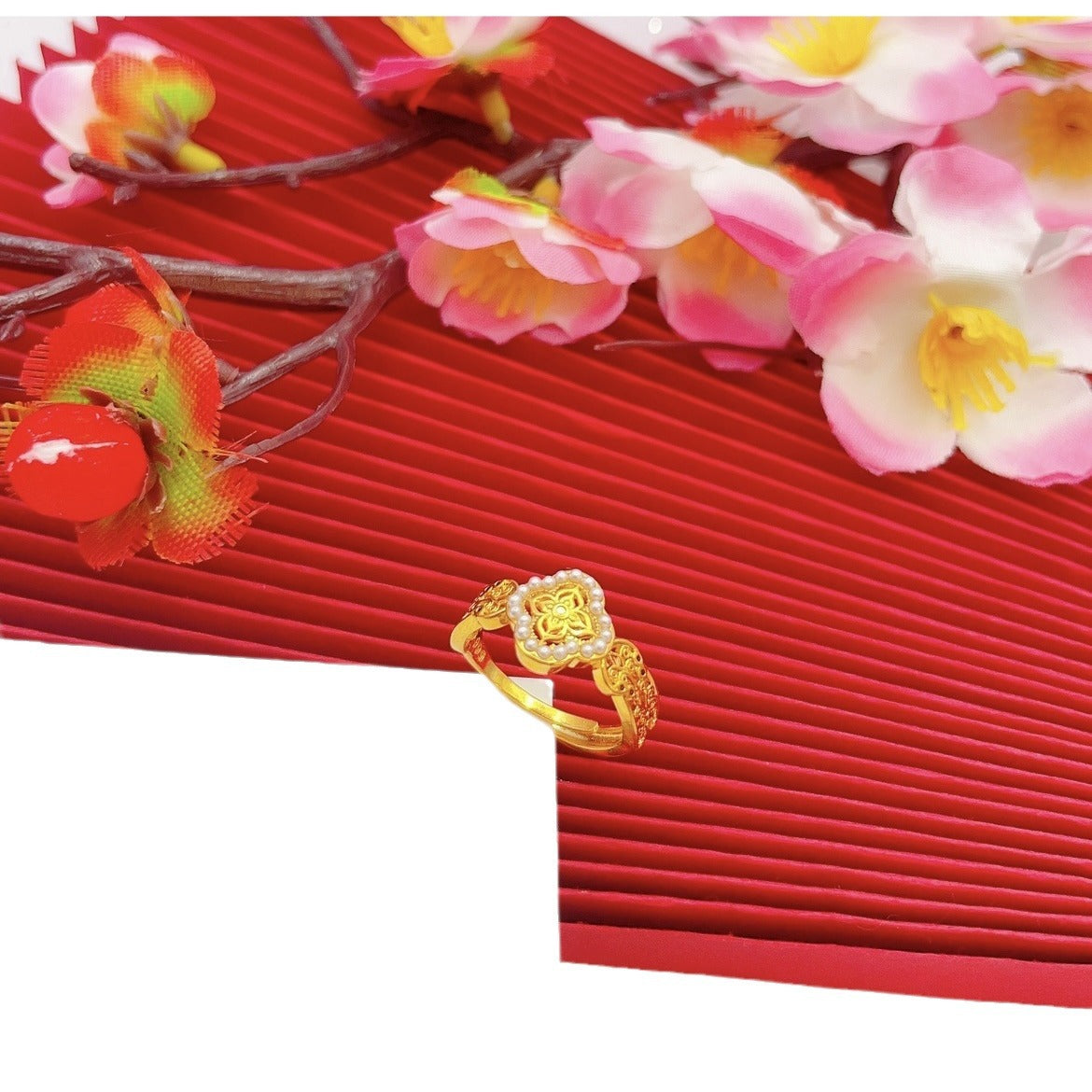 Wholesale Pearl Filigree Gold Ring