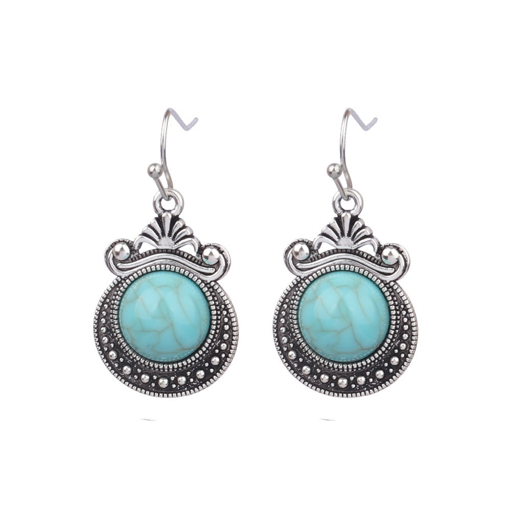 Wholesale Turquoise Bohemian Tassel Geometric Alloy Vintage Earrings