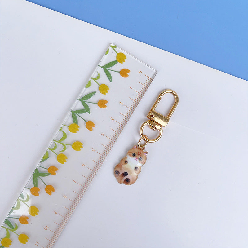 Wholesale Cartoon Cute Printed Cat Metal Keychain